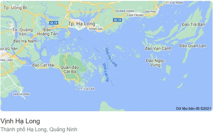 Bản đồ đường đi vịnh Hạ Long trên Google Maps
